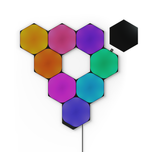 Розумна система освітлення Nanoleaf Shapes Ultra Black Hexagons Starter Kit, Apple Homekit - 9 шт., Живлення: 220В, Кількість панелей: 9, Колір: Черный