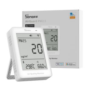Датчик якості повітря PM2.5/PM10, температури, вологості SONOFF AirGuard PM2.5/PM10 Air Quality, Wi-Fi, Matter, Apple Homekit