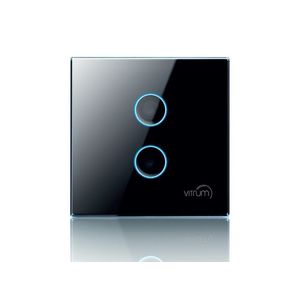 Сенсорний вимикач Vitrum 2-канальний, Z-Wave, британський стандарт, Кількість каналів: 2, стандарт вимикача: Британский, Тип механізму вимикача: Реле