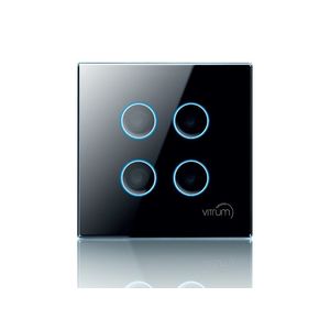 Сенсорний вимикач Vitrum 4-канальний, Z-Wave, британський стандарт, Кількість каналів: 4, стандарт вимикача: Британский, Тип механізму вимикача: Реле