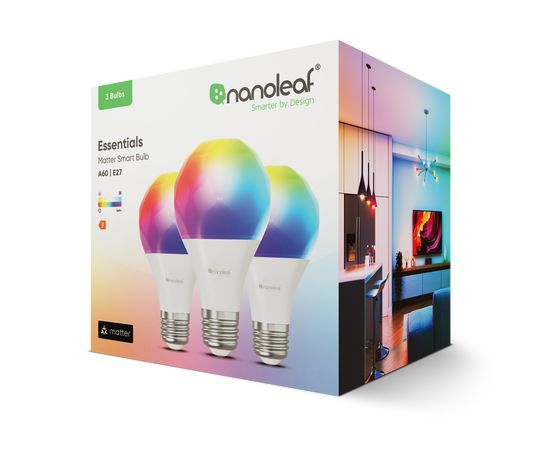 Розумна лампа Nanoleaf Essentials Smart, A60, E27, 9W, Apple Homekit, Matter - 3 шт.