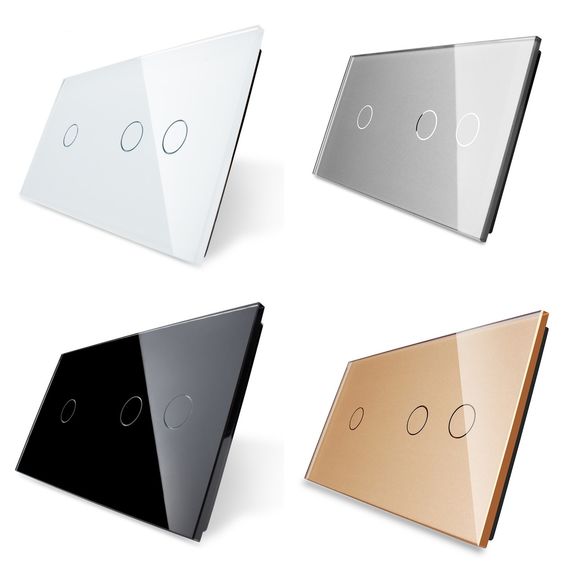 Стекло накладка для механизмов Livolo (1 + 2 канала), Цвет: Черный , изображение 3