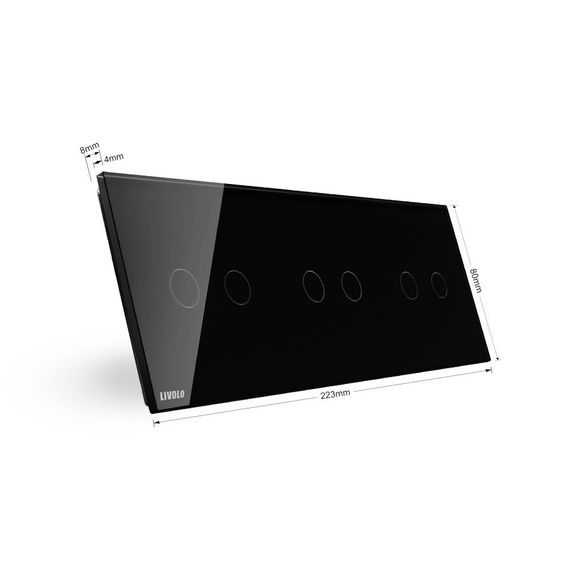 Скло накладка для механізмів Livolo (2 + 2 + 2 каналу), Колір: Черный, зображення 2