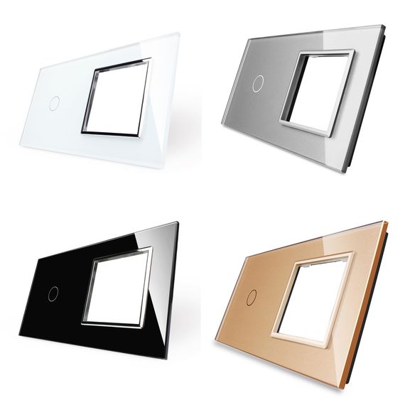 Скло накладка для механізмів Livolo (1 канал + розетка), Колір: Черный, зображення 3