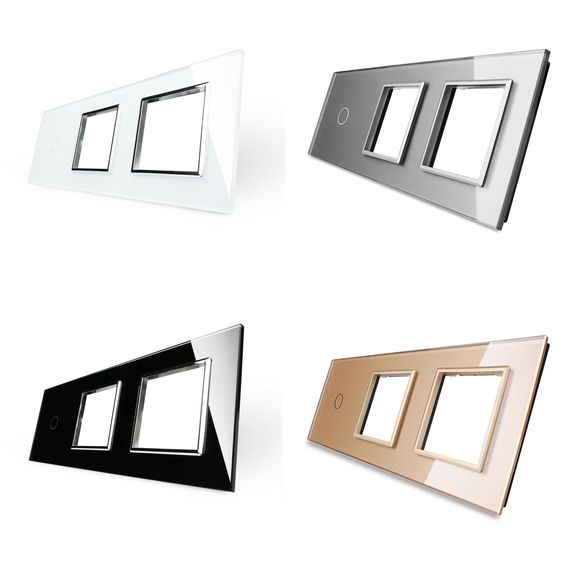 Скло накладка для механізмів Livolo (1 канал + розетка + розетка), Колір: Черный, зображення 3 Скло накладка для механізмів Livolo (1 канал + розетка + розетка), Колір: Черный, зображення 3