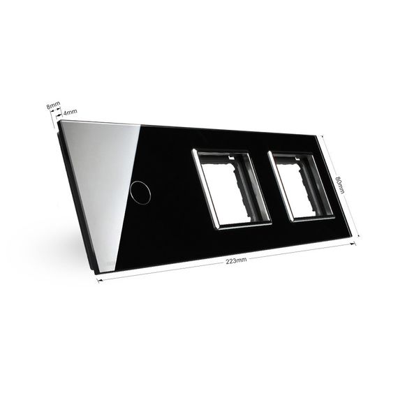 Скло накладка для механізмів Livolo (1 канал + розетка + розетка), Колір: Черный, зображення 2 Скло накладка для механізмів Livolo (1 канал + розетка + розетка), Колір: Черный, зображення 2