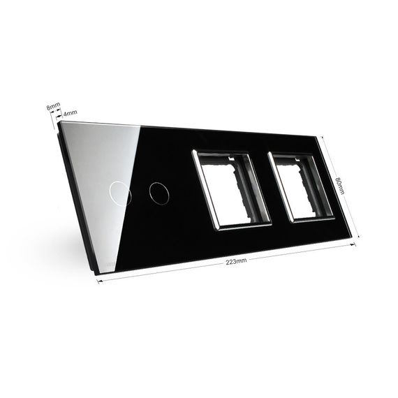 Скло накладка для механізмів Livolo (2 канали + розетка + розетка), Колір: Черный, зображення 2 Скло накладка для механізмів Livolo (2 канали + розетка + розетка), Колір: Черный, зображення 2