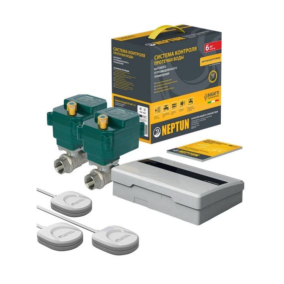 Комплект контроля протечки воды Neptun Bugatti ProW 12V, Питание: 12В, Диаметр крана: 1/2", изображение 2