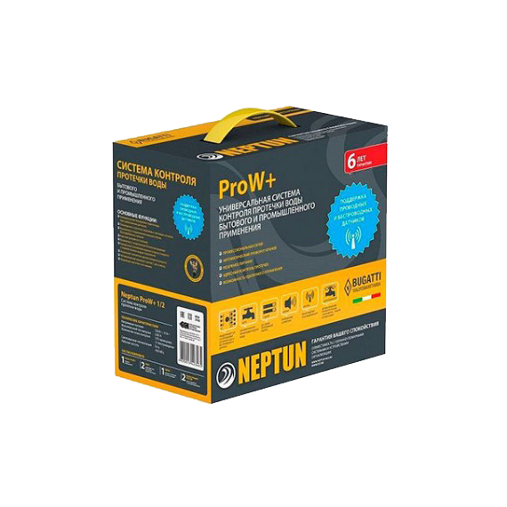 Комплект контроля протечки воды Neptun Bugatti ProW+ 12В, Питание: 12В, Диаметр крана: 3/4"
