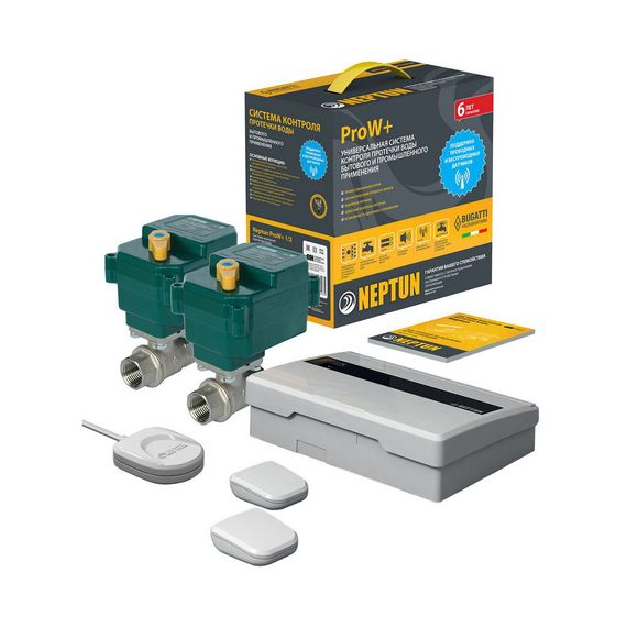 Комплект контролю протікання води Neptun Bugatti ProW +12, Живлення: 12В, Діаметр крана: 3/4", зображення 2