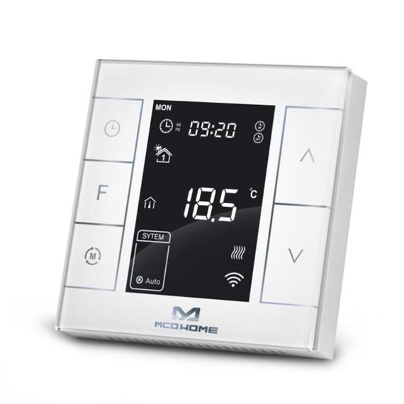 Термостат водяного опалення MCO Home c датчиком вологості, Z-Wave, настінний - MCOEMH7H-WH2