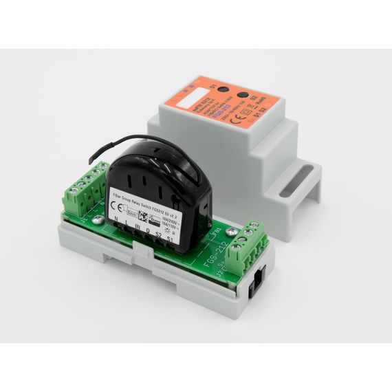 Адаптер на DIN рейку Eutonomy для модуля FIBARO Relay Switch 2,5 kW - euFIX S212 DIN (с кнопкой), изображение 2