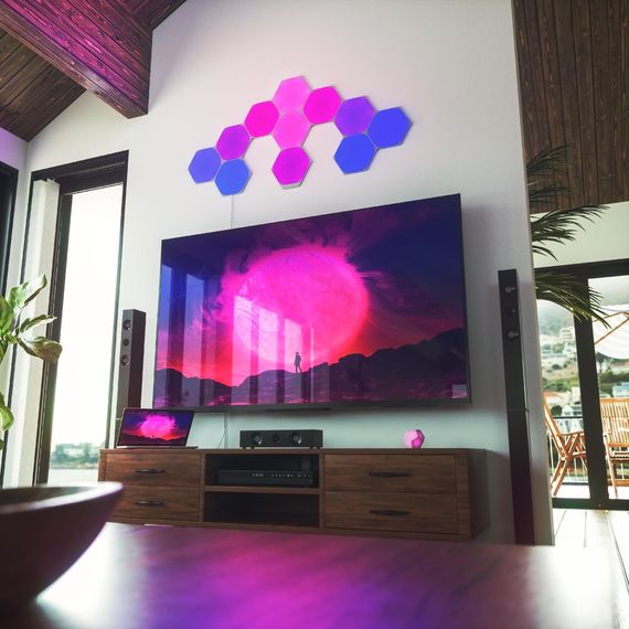 Розумна система освітлення Nanoleaf Shapes – Hexagon Starter Kit Apple Homekit – 9 шт., Живлення: 220В, Кількість панелей: 9, зображення 7 Розумна система освітлення Nanoleaf Shapes – Hexagon Starter Kit Apple Homekit – 9 шт., Живлення: 220В, Кількість панелей: 9, зображення 7