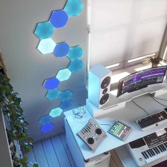 Розумна система освітлення Nanoleaf Shapes – Hexagon Starter Kit Apple Homekit – 9 шт., Живлення: 220В, Кількість панелей: 9, зображення 6 Розумна система освітлення Nanoleaf Shapes – Hexagon Starter Kit Apple Homekit – 9 шт., Живлення: 220В, Кількість панелей: 9, зображення 6
