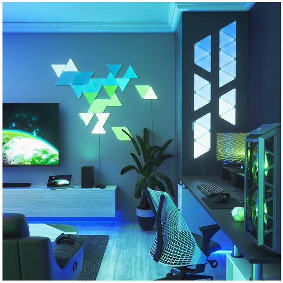 Дополнительные панели Nanoleaf Shapes Triangles Expansion Pack Apple Homekit - 3 шт., Питание: 220В, Количество панелей: 3, изображение 9 Дополнительные панели Nanoleaf Shapes Triangles Expansion Pack Apple Homekit - 3 шт., Питание: 220В, Количество панелей: 3, изображение 9