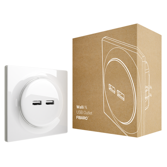 USB-розетка FIBARO Walli N USB Outlet — FGWU-021, Питание: 220В, Цвет: Белый , изображение 4