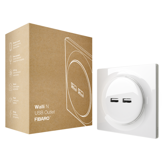 USB-розетка FIBARO Walli N USB Outlet — FGWU-021, Питание: 220В, Цвет: Белый , изображение 5
