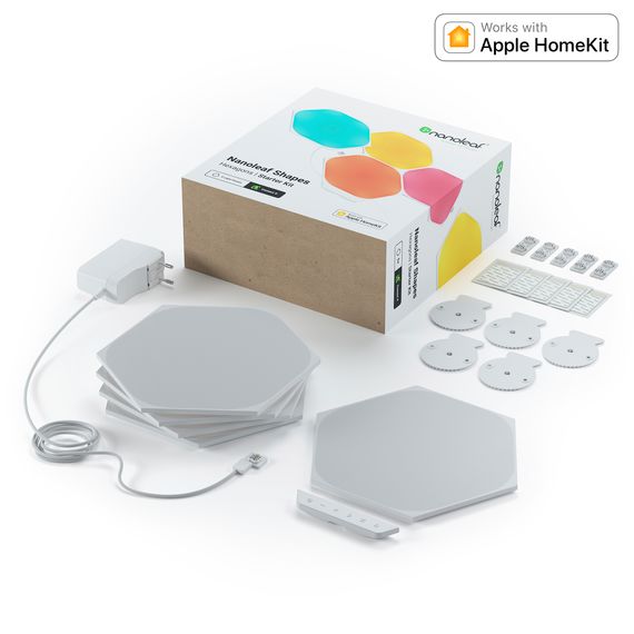 Умная система освещения Nanoleaf Shapes - Hexagon Starter Kit Apple Homekit - 5 шт., Питание: 220В, Количество панелей: 5, изображение 2 Умная система освещения Nanoleaf Shapes - Hexagon Starter Kit Apple Homekit - 5 шт., Питание: 220В, Количество панелей: 5, изображение 2