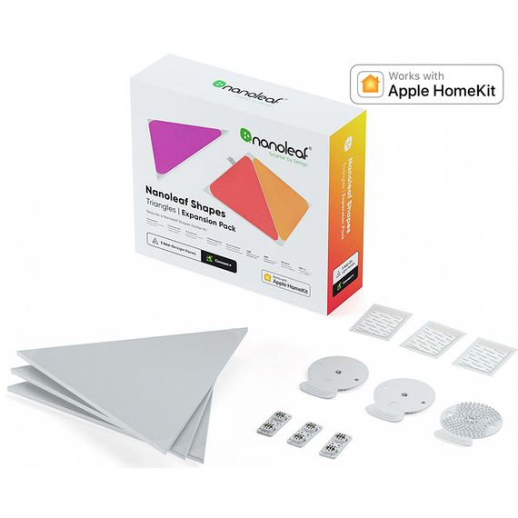 Дополнительные панели Nanoleaf Shapes Triangles Expansion Pack Apple Homekit - 3 шт., Питание: 220В, Количество панелей: 3, изображение 2 Дополнительные панели Nanoleaf Shapes Triangles Expansion Pack Apple Homekit - 3 шт., Питание: 220В, Количество панелей: 3, изображение 2