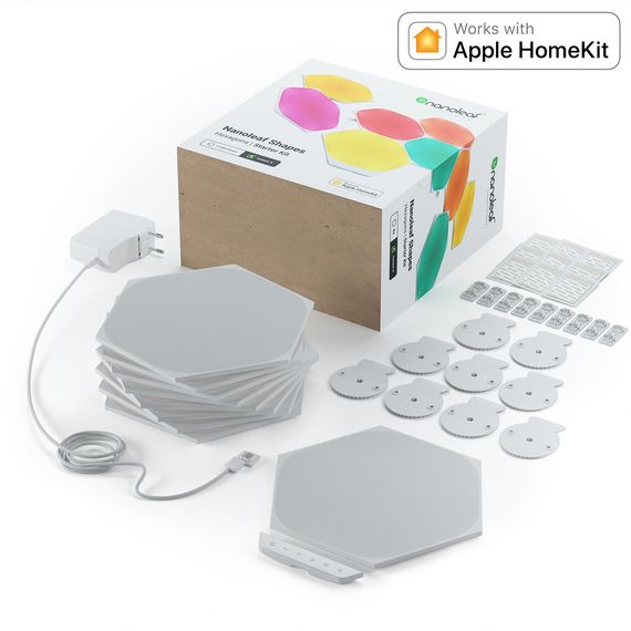 Розумна система освітлення Nanoleaf Shapes – Hexagon Starter Kit Apple Homekit – 9 шт., Живлення: 220В, Кількість панелей: 9, зображення 2 Розумна система освітлення Nanoleaf Shapes – Hexagon Starter Kit Apple Homekit – 9 шт., Живлення: 220В, Кількість панелей: 9, зображення 2