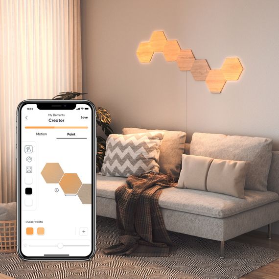 Розумна система освітлення Nanoleaf Elements – Hexagons Starter Kit Apple Homekit – 7 шт., Живлення: 220В, Кількість панелей: 7, зображення 8