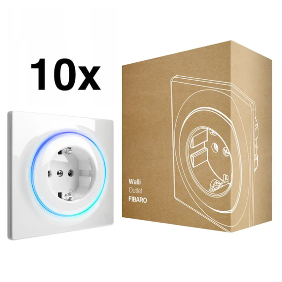 Розетка Z-Wave FIBARO Walli Outlet - 10 шт., Живлення: 220В, Колір: Белый