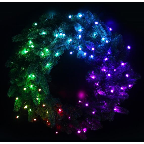 Светодиодная Smart LED гирлянда на еловом веночке Twinkly Pre-lit Wreath RGBW 50, 60 см, BT+WiFi, Gen II, IP44, изображение 4