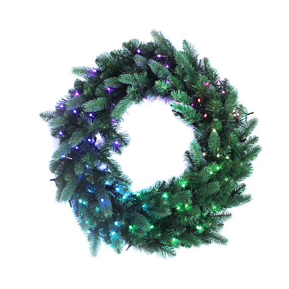 Светодиодная Smart LED гирлянда на еловом веночке Twinkly Pre-lit Wreath RGBW 50, 60 см, BT+WiFi, Gen II, IP44, изображение 2