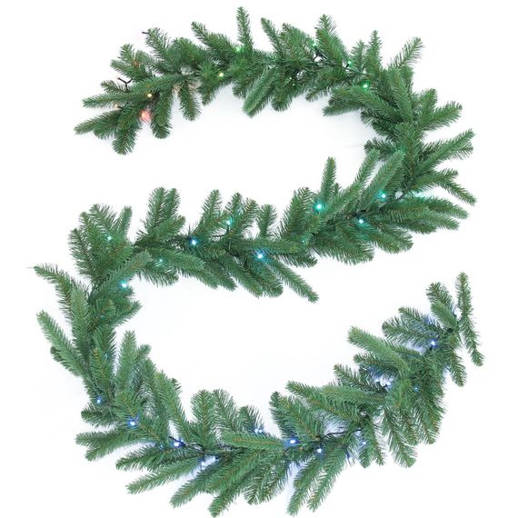 Світлодіодна Smart LED гірлянда на ялинковій гілці Twinkly Pre-lit Garland RGBW 50, 2.7 м, BT+WiFi, Gen II, IP44, зображення 2 Світлодіодна Smart LED гірлянда на ялинковій гілці Twinkly Pre-lit Garland RGBW 50, 2.7 м, BT+WiFi, Gen II, IP44, зображення 2