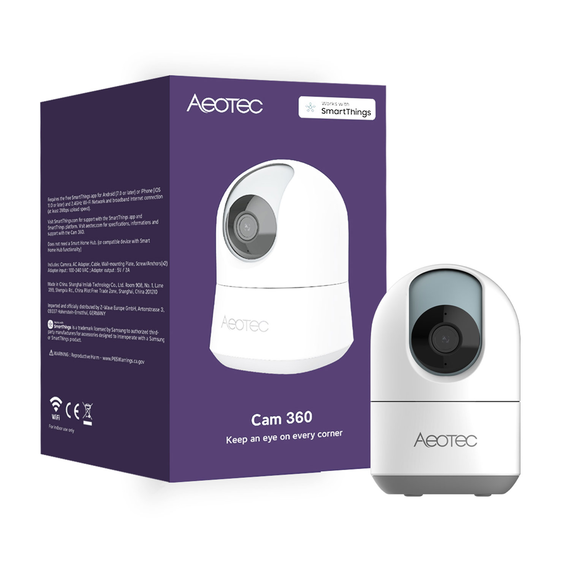 IP камера моторизована Aeotec Cam 360, Wi-Fi, 1080 FullHD - GP-AEOCAMEU, зображення 2