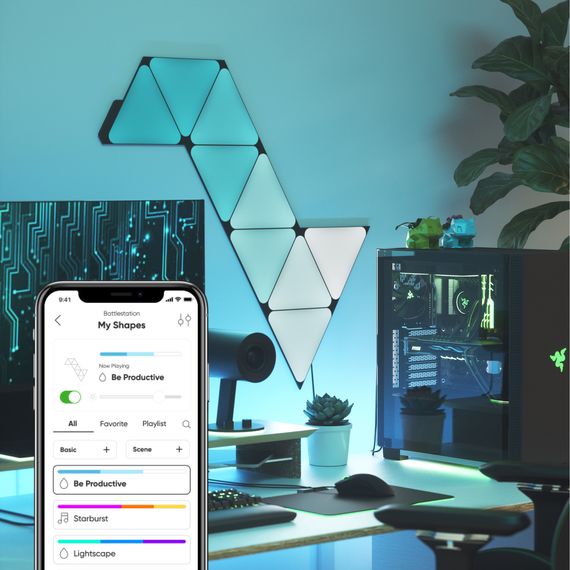 Додаткові панелі Nanoleaf Shapes Ultra Black Triangles Expansion Pack, Apple Homekit – 3 шт., Живлення: 220В, Кількість панелей: 3, Колір: Черный, зображення 10