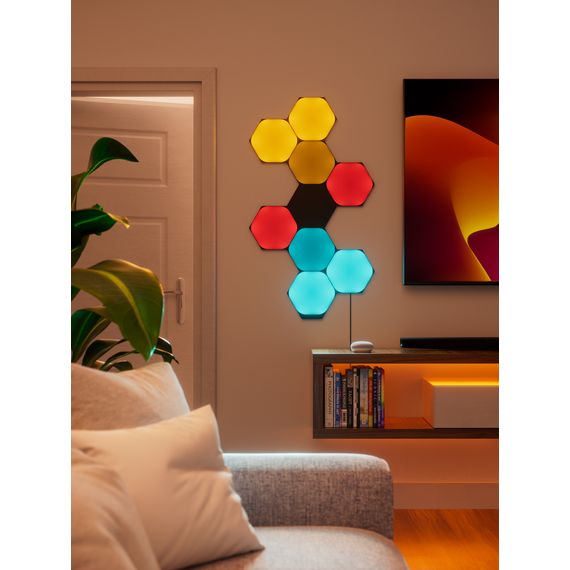Додаткові панелі Nanoleaf Shapes Ultra Black Hexagon Expansion Pack, Apple Homekit - 3 шт., Живлення: 220В, Кількість панелей: 3, Колір: Черный, зображення 6