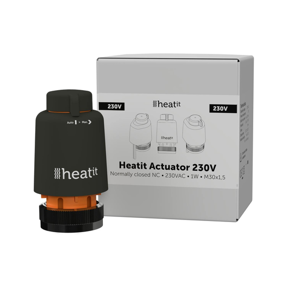 Термоелектричний привід Heatit, M30x1.5, 230В, NC - нормально закритий, зображення 2 Термоелектричний привід Heatit, M30x1.5, 230В, NC - нормально закритий, зображення 2