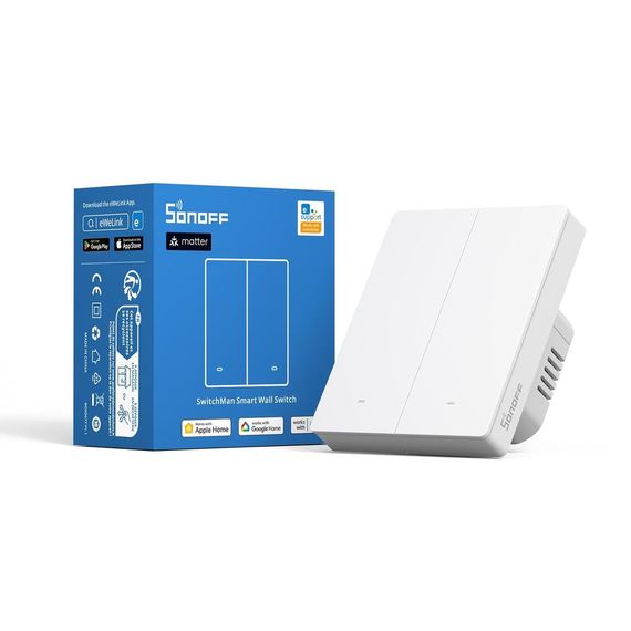Умный 2-клавишный Wi-Fi выключатель Sonoff M5 Matter - M5-2C-80W
