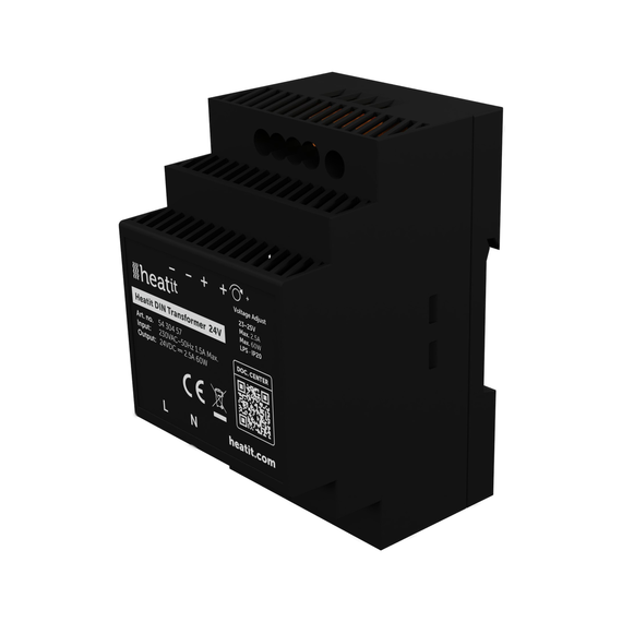 Блок питания 24В на DIN-рейку Heatit DIN Transformer 24V, 2.5А, 60Вт., изображение 4 Блок питания 24В на DIN-рейку Heatit DIN Transformer 24V, 2.5А, 60Вт., изображение 4