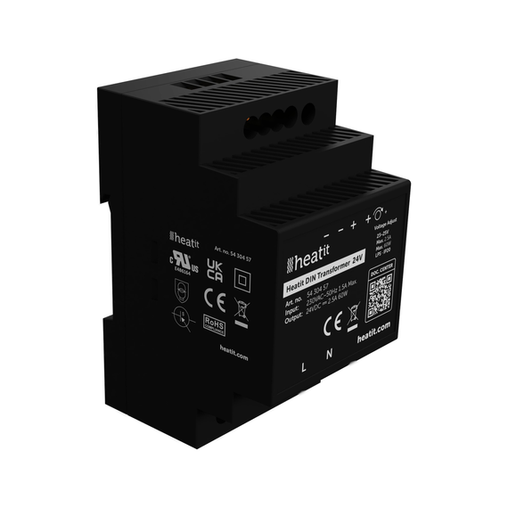 Блок питания 24В на DIN-рейку Heatit DIN Transformer 24V, 2.5А, 60Вт., изображение 3 Блок питания 24В на DIN-рейку Heatit DIN Transformer 24V, 2.5А, 60Вт., изображение 3