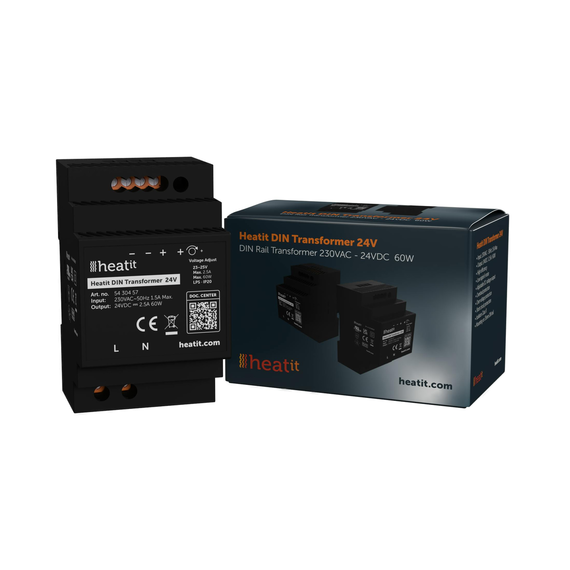 Блок живлення 24 В на DIN-рейку Heatit DIN Transformer 24V, 2.5 А, 60 Вт.