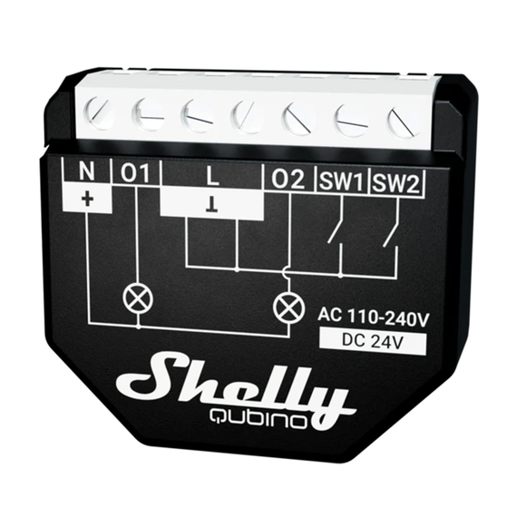 Вставное реле 2-канальное со счетчиком электроэнергии Shelly Qubino Wave 2PM, 2х10А, 2300Вт., изображение 3