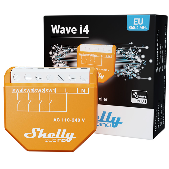 Контролер сцен із 4 цифровими входами для розумного будинку Shelly Qubino Wave i4
