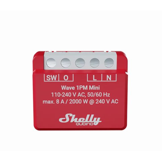 Вставное реле 1-канальное со счетчиком электроэнергии Shelly Qubino Wave 1PM Mini, 8А, 1840 Вт., изображение 2