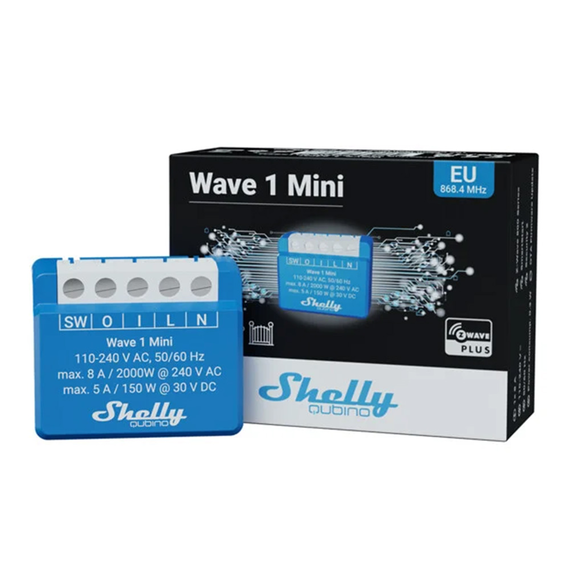 Вставне реле 1-канальне Shelly Qubino Wave 1 Mini, сухий контакт, 8 А
