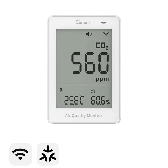 Датчик якості повітря СО2, температури, вологості SONOFF AirGuard CO2, Wi-Fi, Matter, Apple Homekit, зображення 2