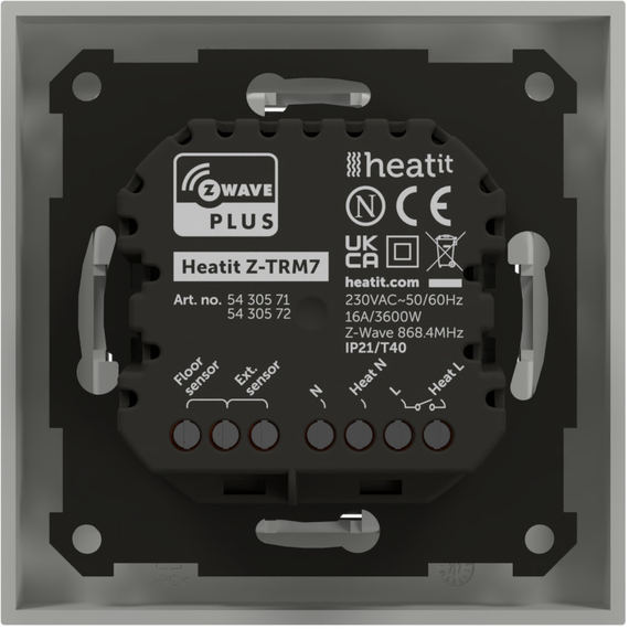 Умный Z-Wave термостат для электрического теплого пола и водяного отопления Heatit Z-TRM7, Питание: 220В, Цвет: Белый , изображение 7