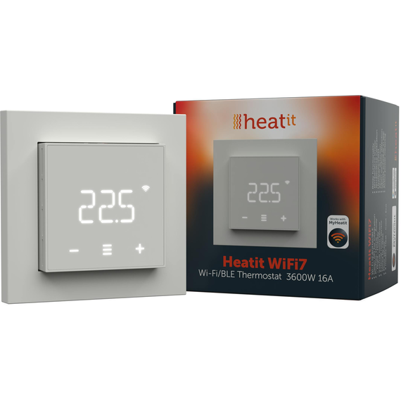Wi-Fi термостат теплого пола со счетчиком электроэнергии Heatit WiFi7, Питание: 220В, Цвет: Белый 